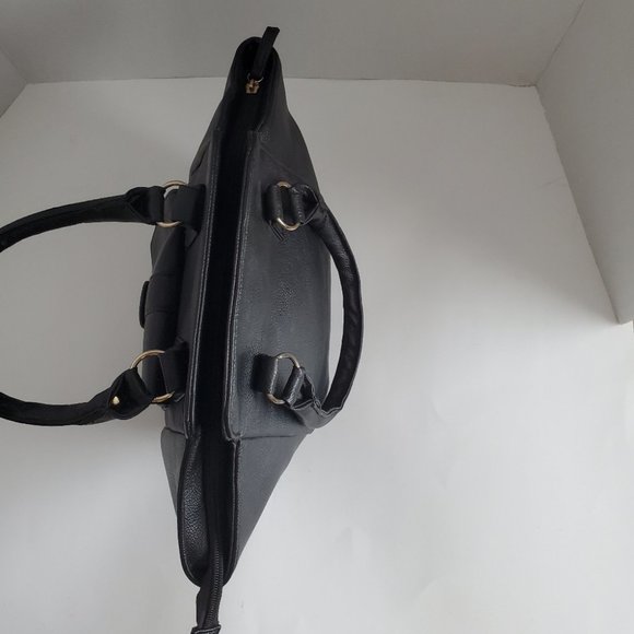 New Look Handheld Buckle Detail Satchel, Black, - Picture 3 of 9